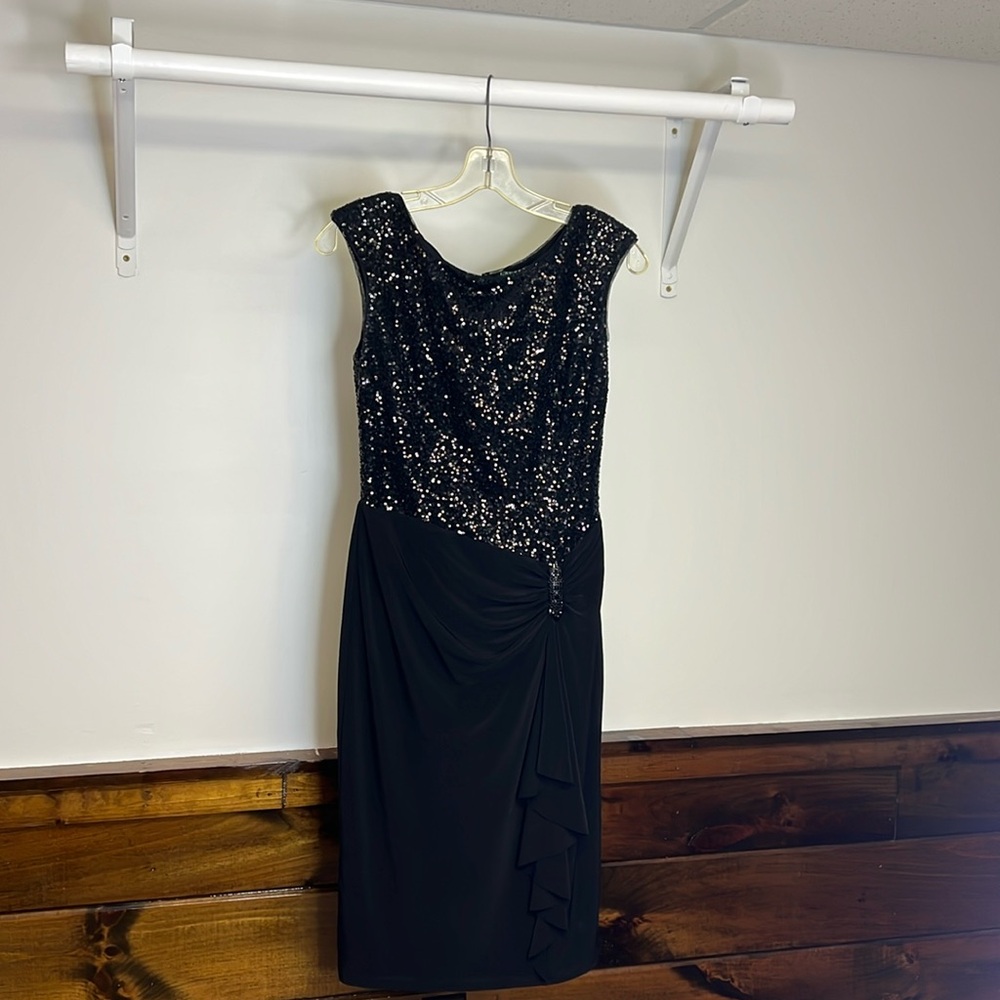 Lauren Ralph Lauren Black‎ Sparkle Sequin Holiday Dress- 6